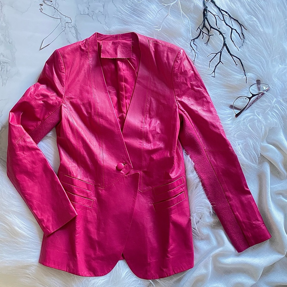 Vintage genuine lambskin blazer. Pink jacket. Brand new but without any labels.